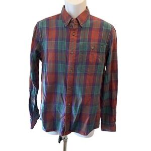 Toad & Co Cotton Shirt M's Eddy Organic Cotton Plaid Long sleeve Green Red Sz S